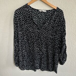 Black White Polka Dots Button down Top  Blouse